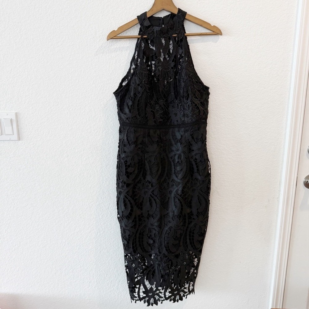 Bardot- NWT Black Lace Halter Midi Dress - Size 8/M